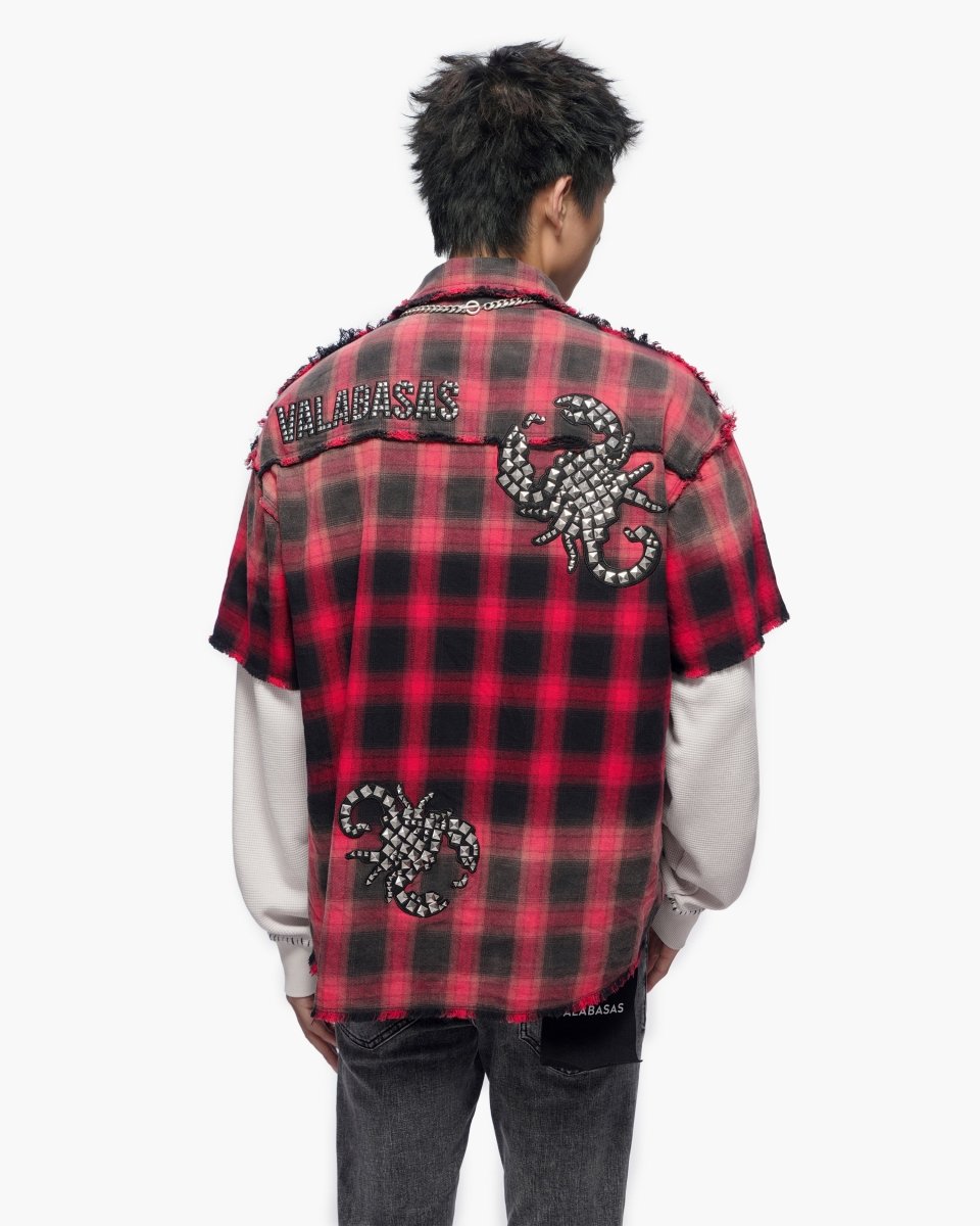 Lumberjack Layered Flannel Shirt Black Red - Valabasas