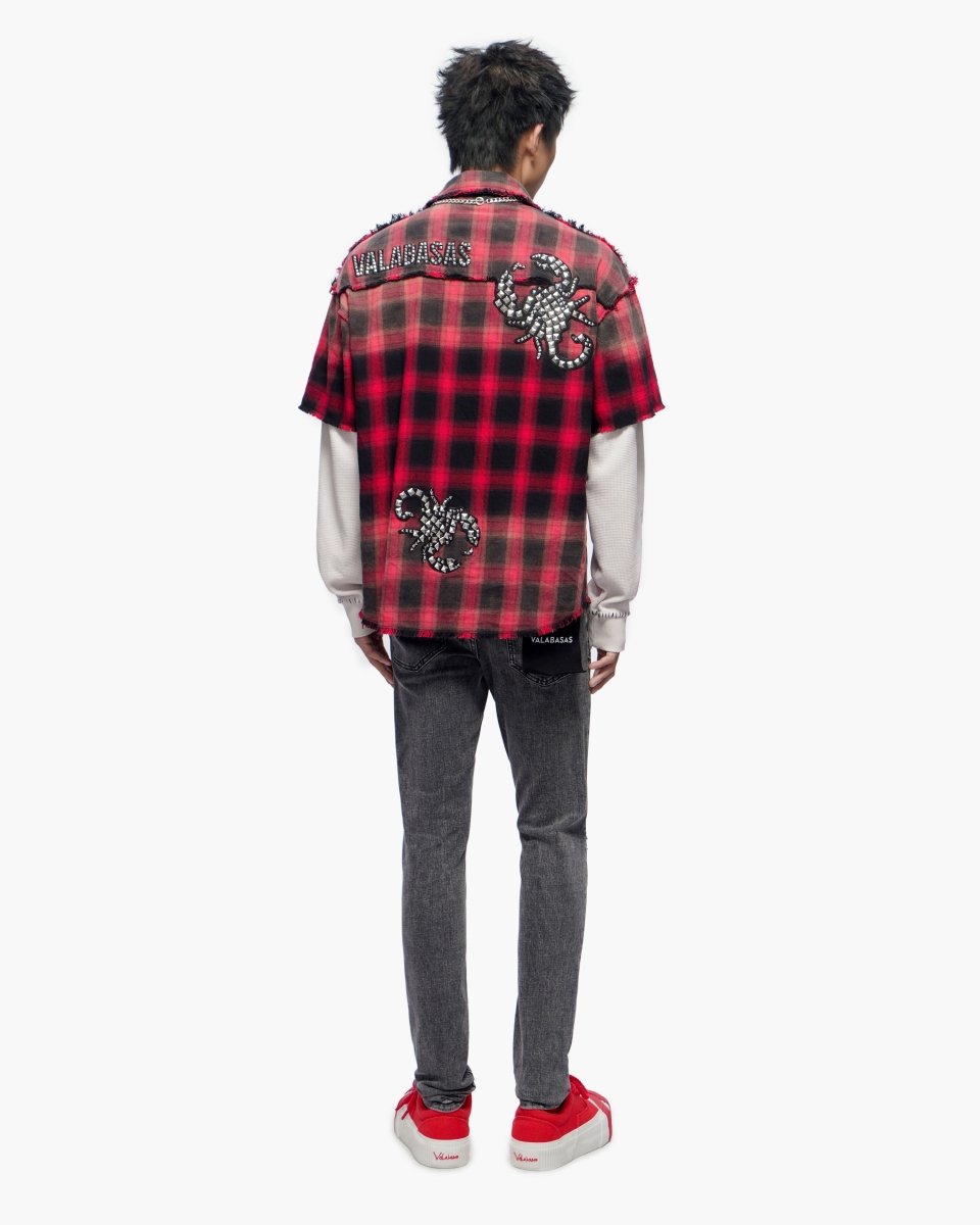 Lumberjack Layered Flannel Shirt Black Red - Valabasas