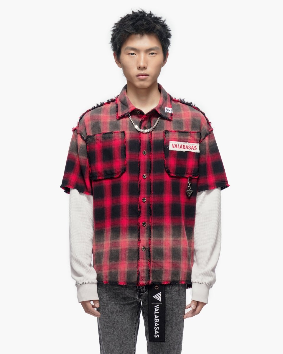 Lumberjack Layered Flannel Shirt Black Red - Valabasas