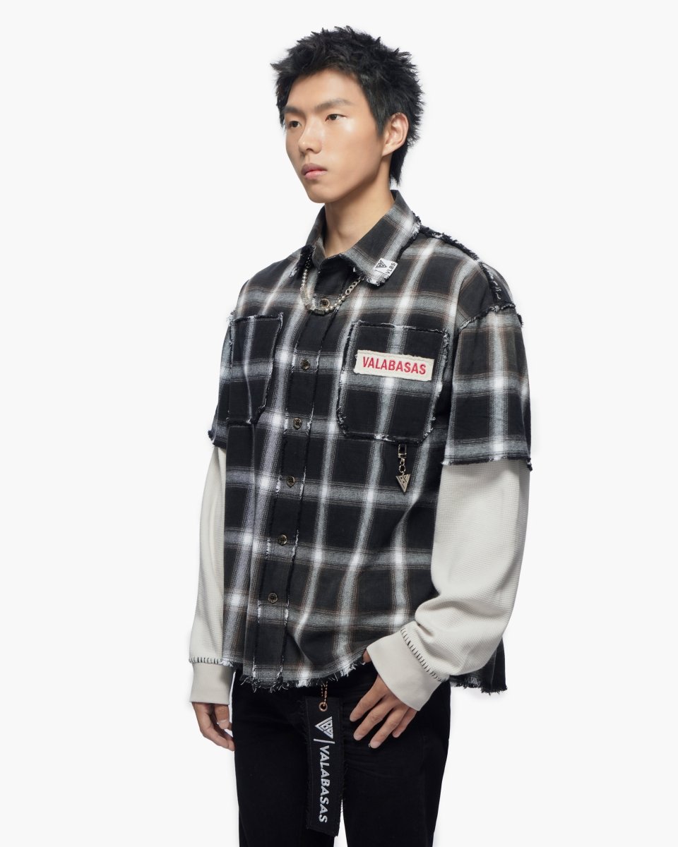 Lumberjack Layered Flannel Shirt Black White - Valabasas