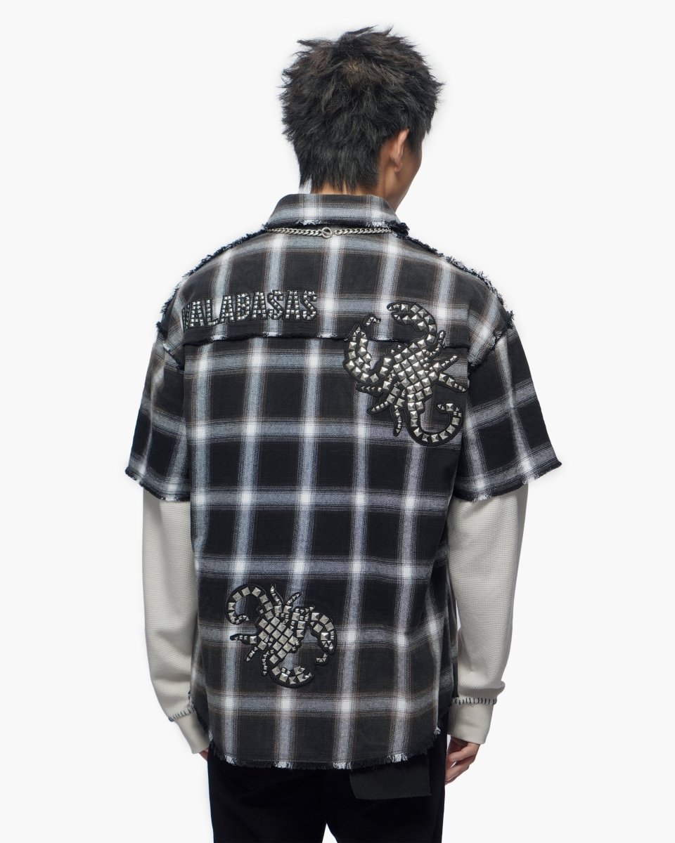 Lumberjack Layered Flannel Shirt Black White - Valabasas