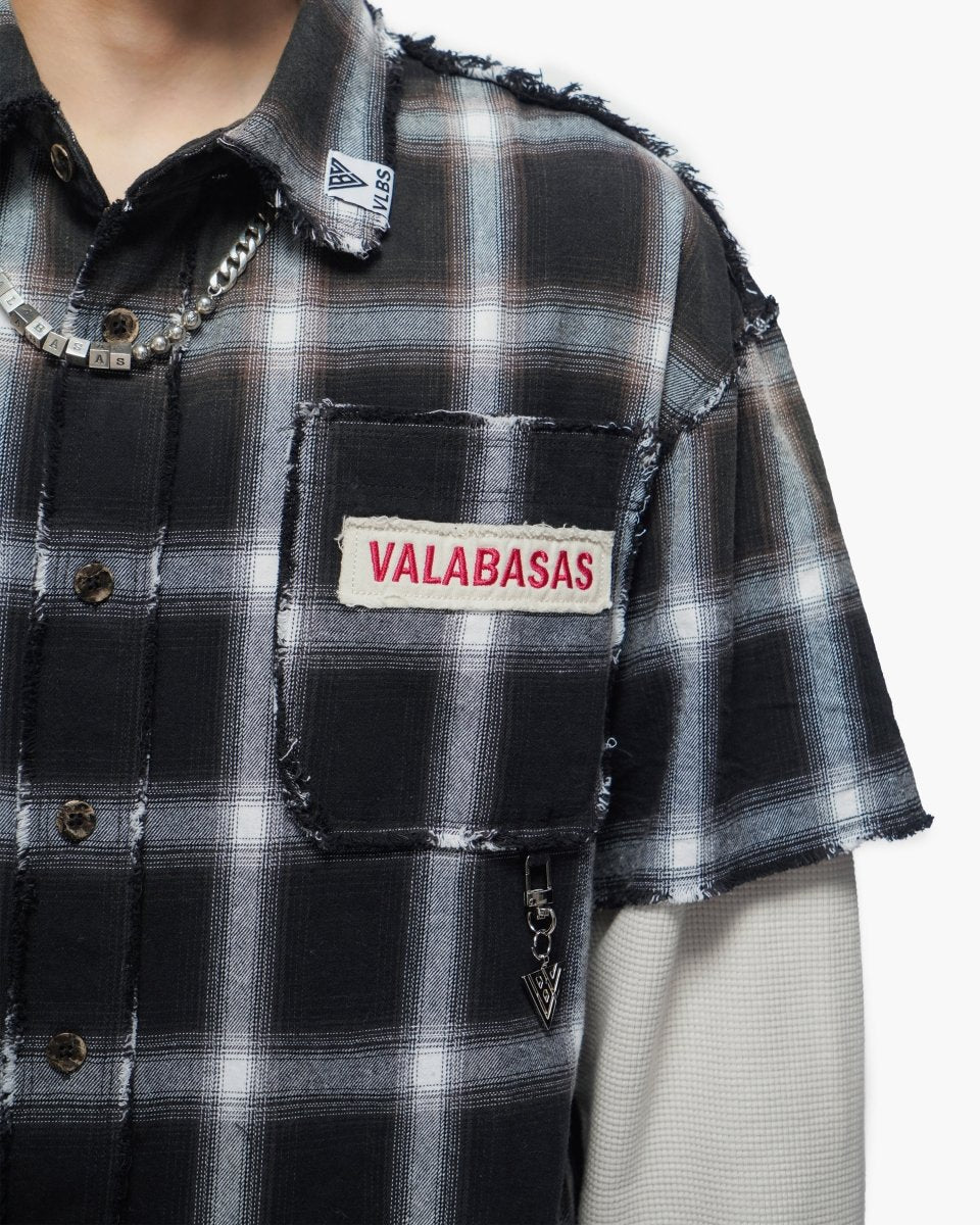 Lumberjack Layered Flannel Shirt Black White - Valabasas