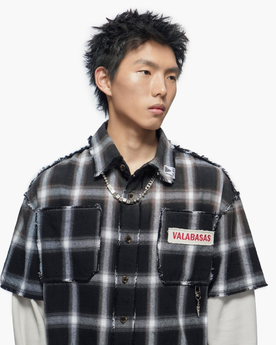 Lumberjack Layered Flannel Shirt Black White - Valabasas
