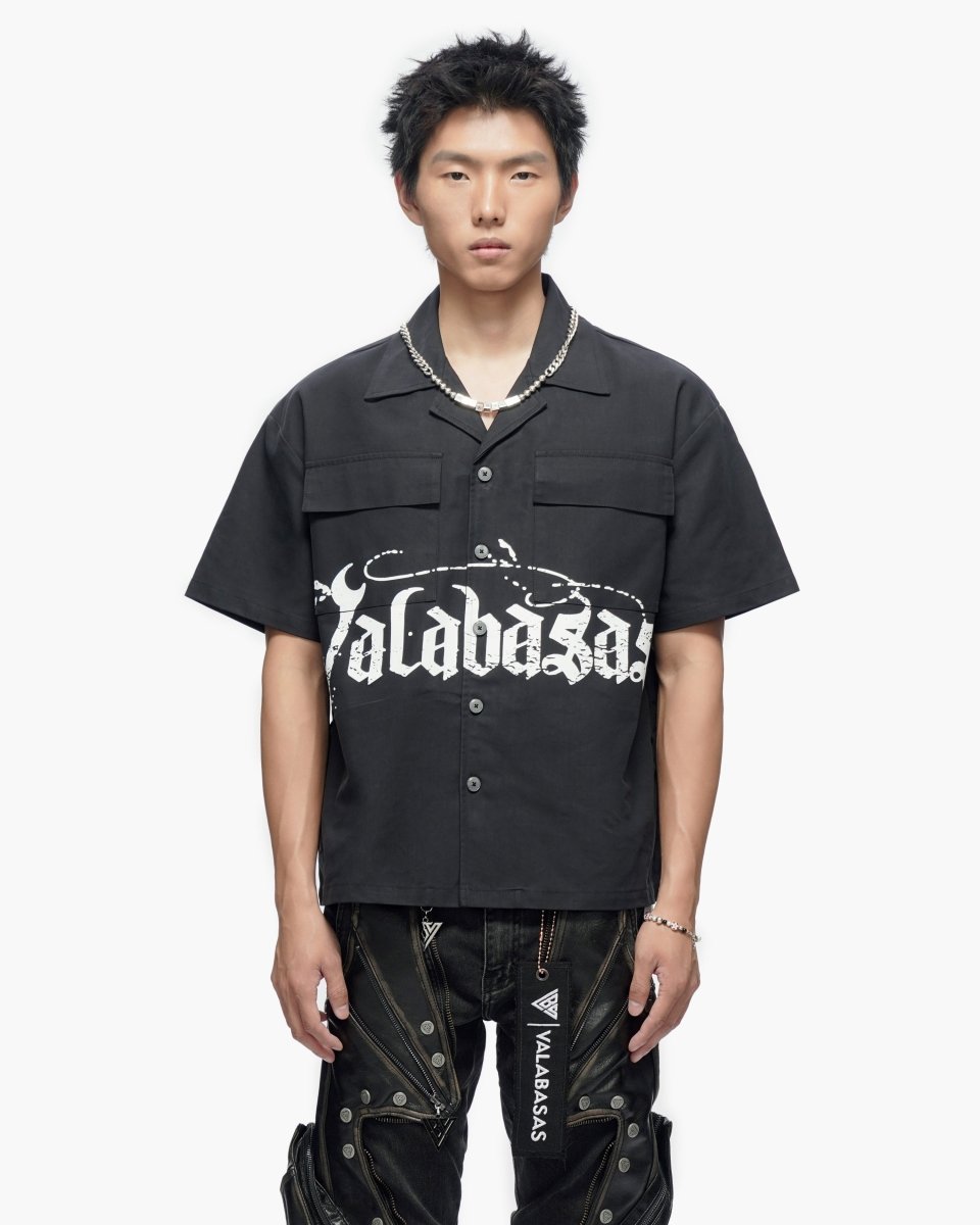 Midevil Black Layered Button Down - Valabasas