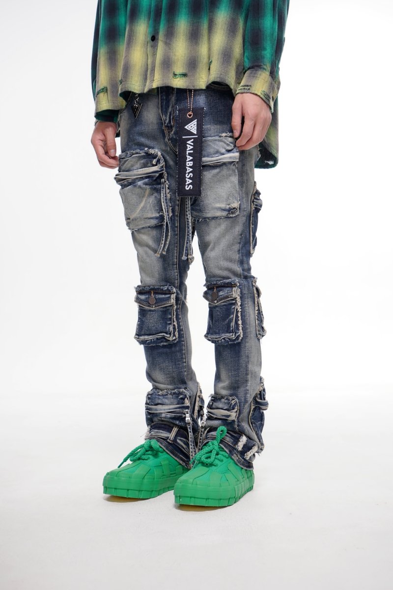 Mirage Blue Vintage Stacked Jeans - Valabasas