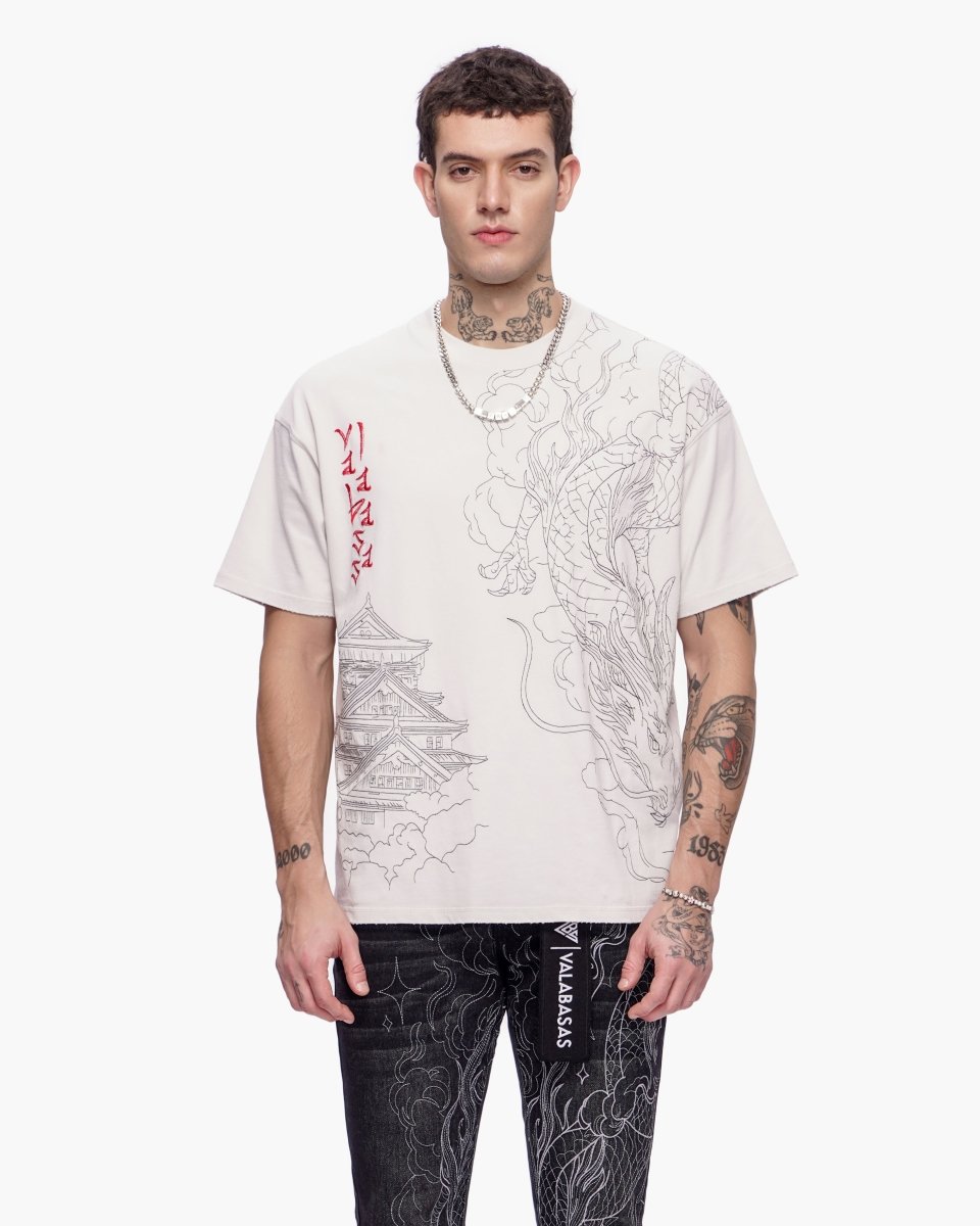 Mist Temple Tee Washed White - Valabasas