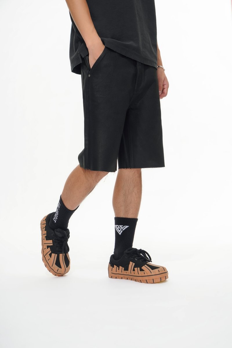 Mr. Shorts Black Wash Waxed Shorts - Valabasas