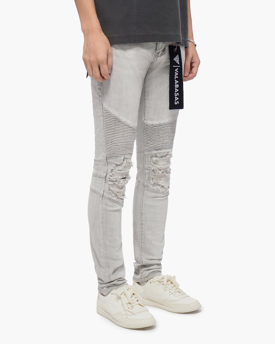 Mr.Biker Snow Grey Skinny Jeans - Valabasas