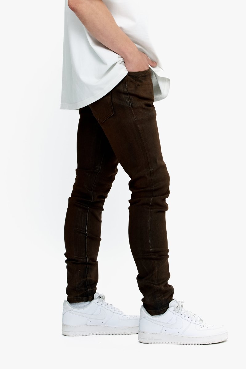 Mr.Flex Tan Waxed Skinny Jeans - Valabasas