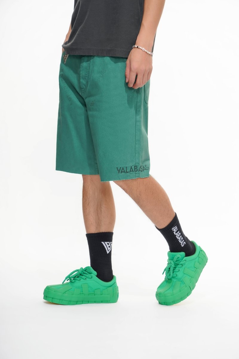 Mr.Shorts Green Waxed Jorts - Valabasas