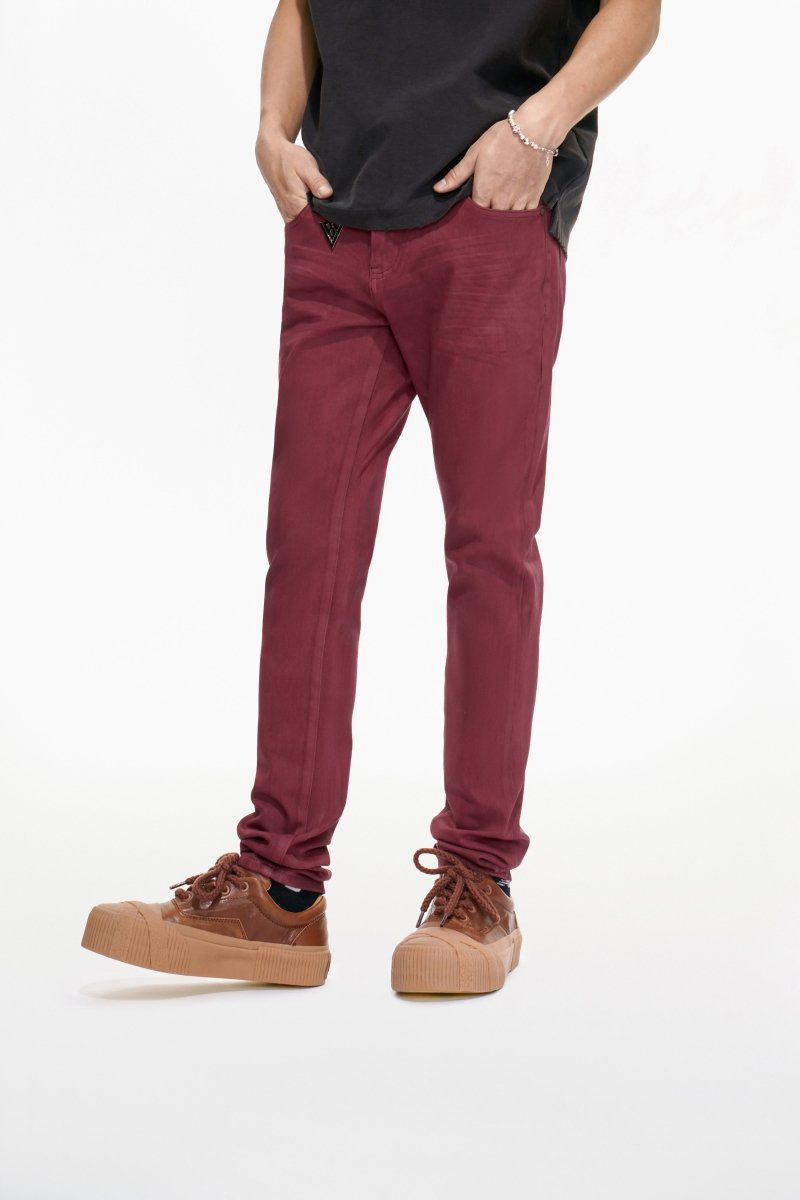 Mr.Slim Burgundy Waxed Skinny Jean - Valabasas