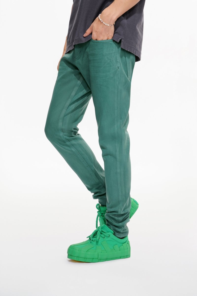 Mr.Slim Green Waxed Skinny Jean - Valabasas
