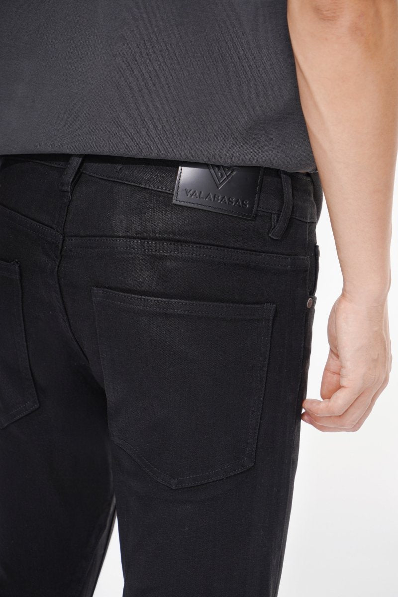 Mr.Stacked Black Waxed Jeans - Valabasas