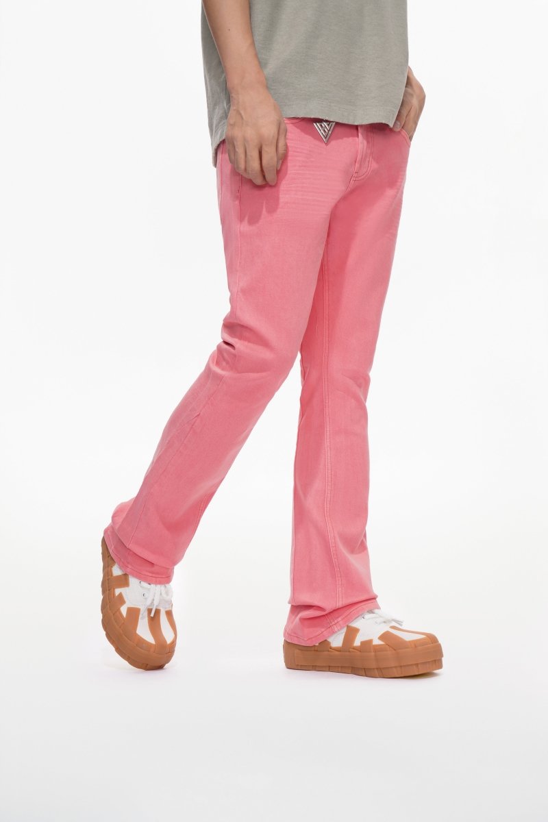 Mr.Stacked Light Coral Waxed Jeans - Valabasas