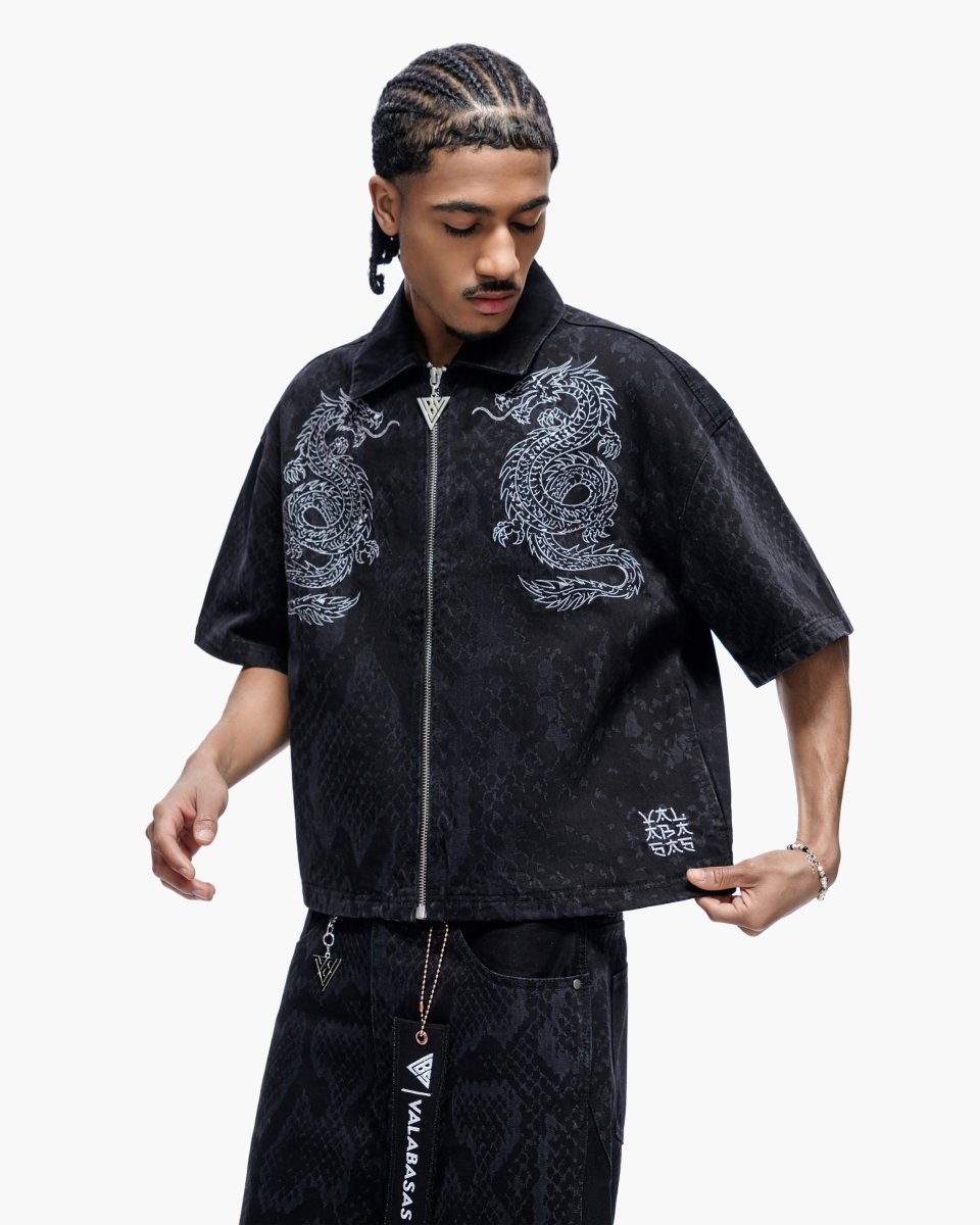 Obsidian Twins Denim Zip Up Black Wash - Valabasas