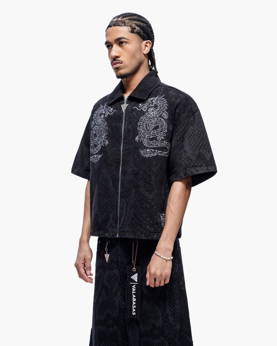 Obsidian Twins Denim Zip Up Black Wash - Valabasas
