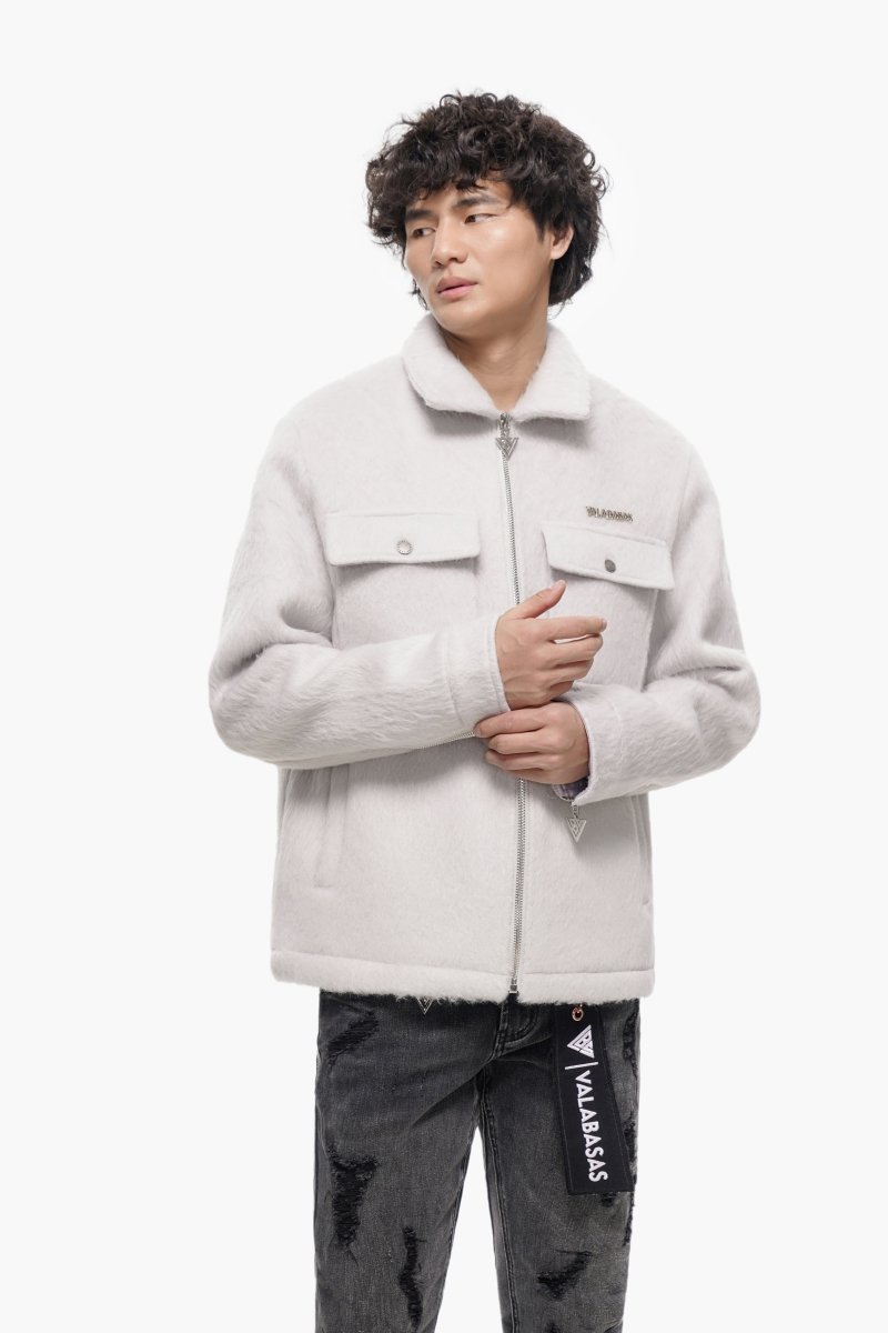 Offset Grey Mohair Jacket - Valabasas