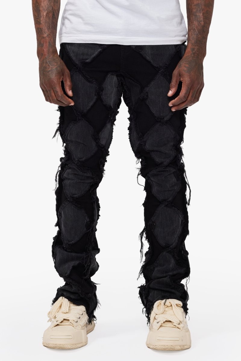 Pocket Black Grey Stacked Jeans - Valabasas