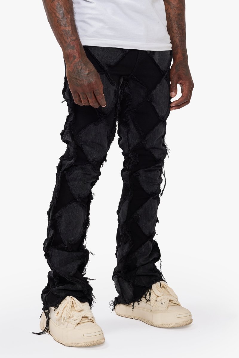 Pocket Black Grey Stacked Jeans - Valabasas