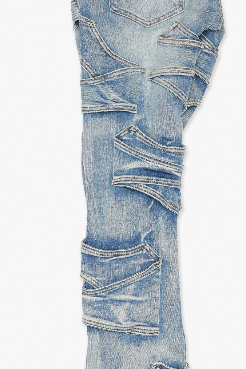 Pump Stacked Flare Jean Light Blue Washed - Valabasas