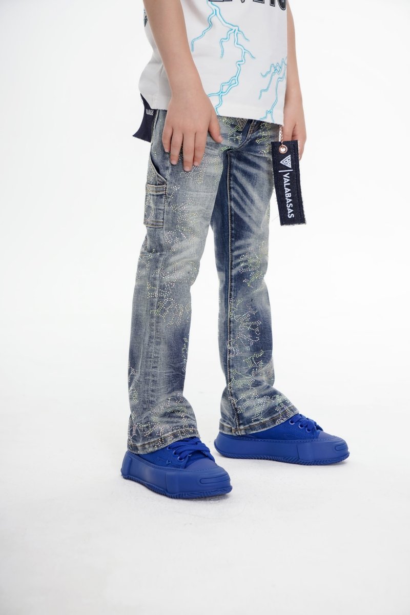 Ringer Kids Stacked Denim Dark Blue Washed - Valabasas