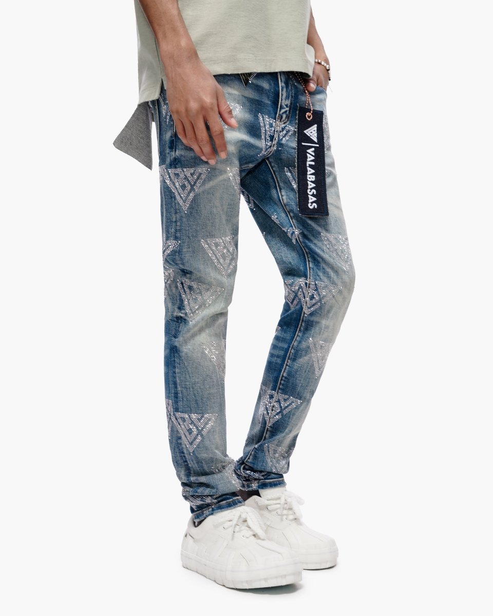 Scatter Skinny Blue Washed Jeans - Valabasas