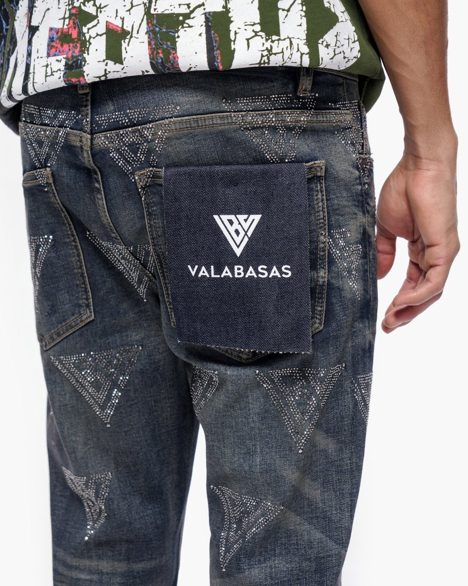 Scatter Skinny Dark Dirty Blue Jeans - Valabasas