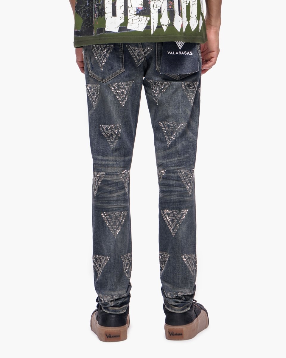 Scatter Skinny Dark Dirty Blue Jeans - Valabasas