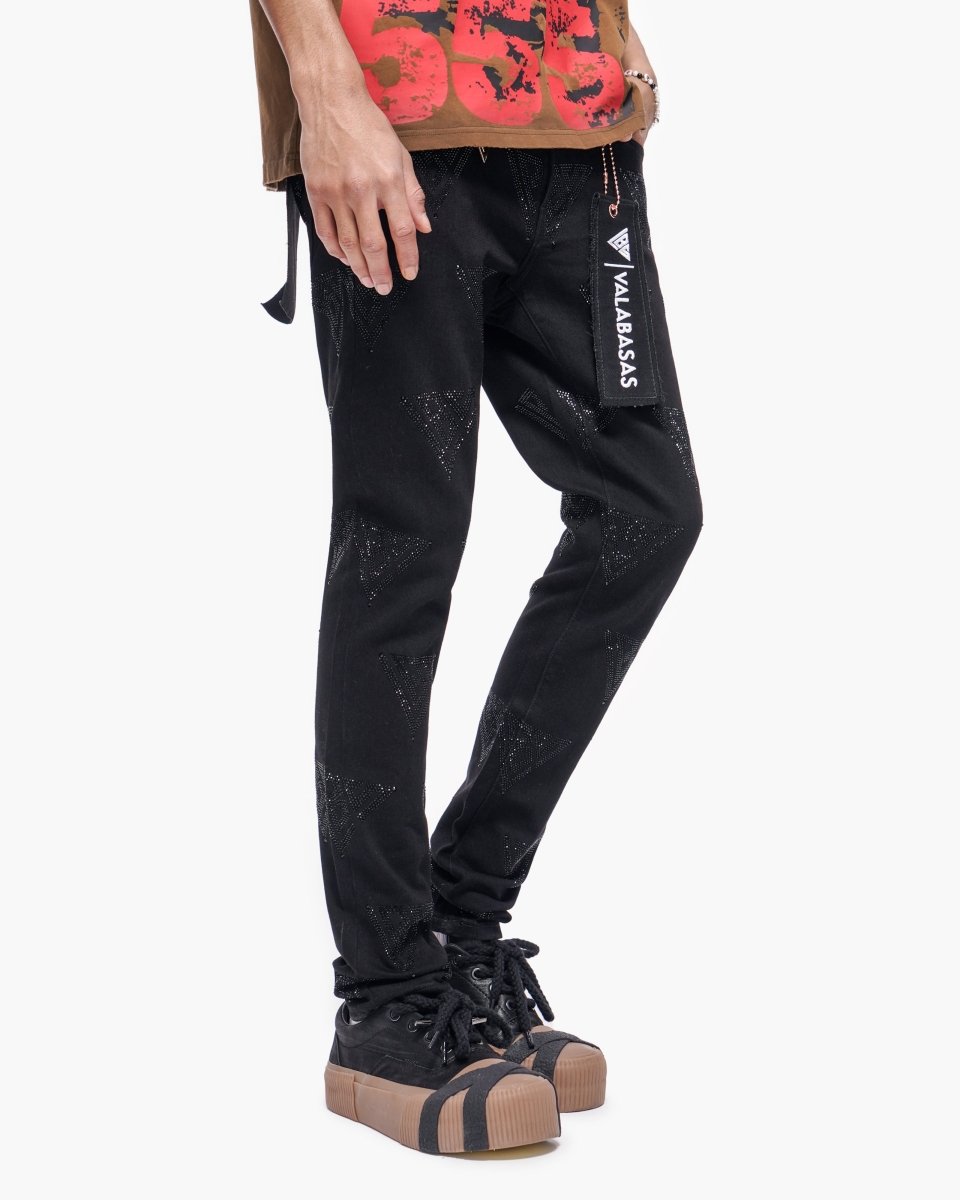Scatter Skinny Jet Black Jeans - Valabasas