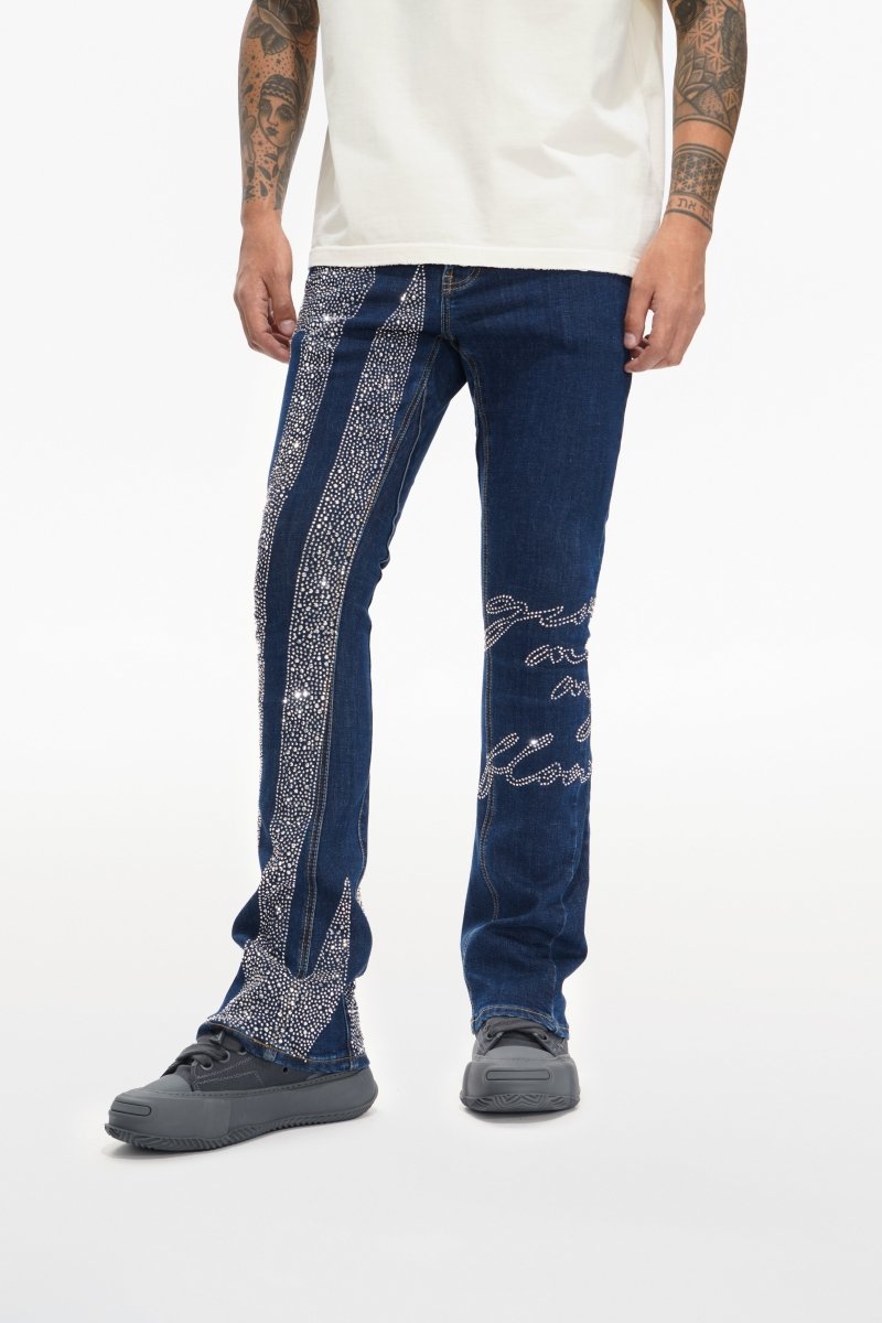 Scripted Denim Blue Stacked - Valabasas