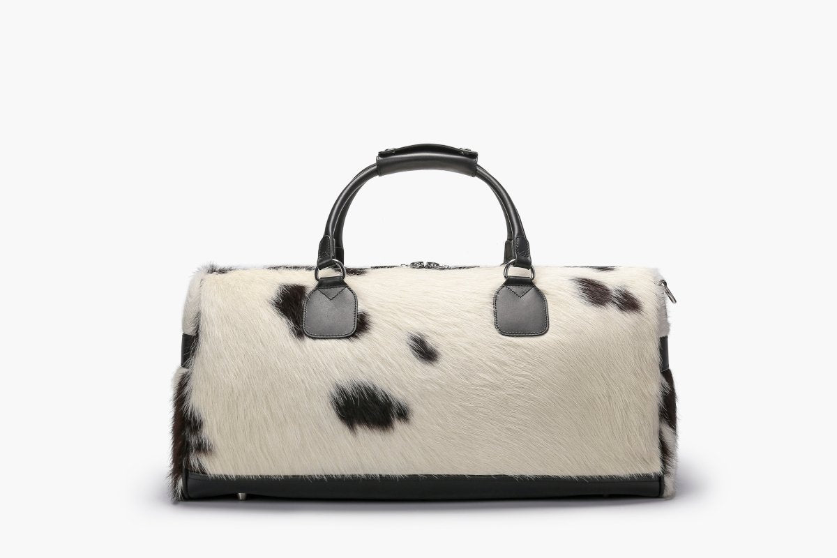 Sella 100% Cowhide Duffel Bag – Black & White - Valabasas