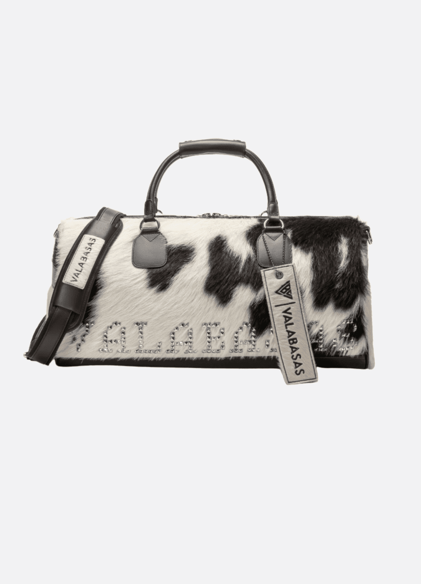Sella 100% Cowhide Duffel Bag – Black & White - Valabasas