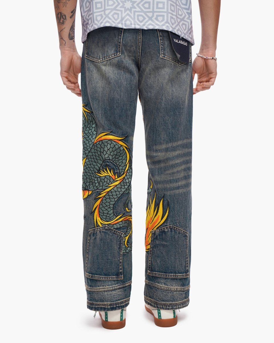 Sky Serpent Straight Leg Denim Vintage Wash - Valabasas
