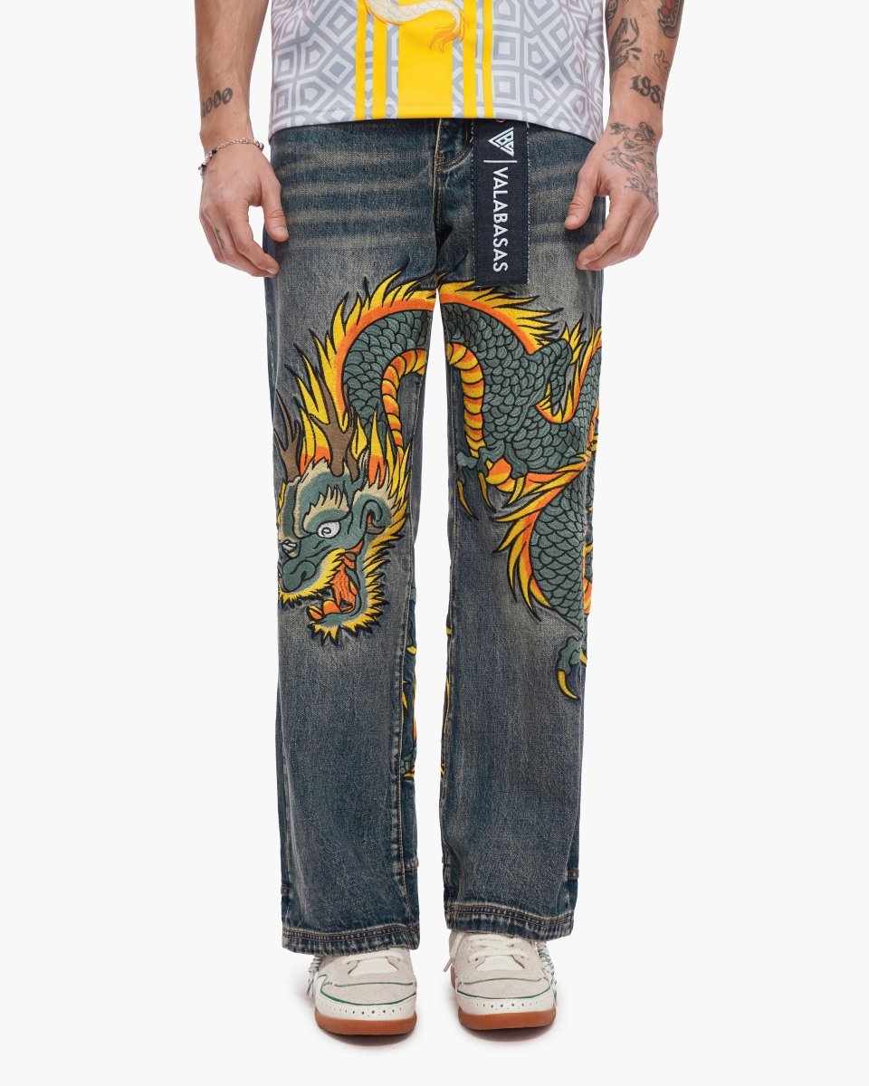 Sky Serpent Straight Leg Denim Vintage Wash - Valabasas