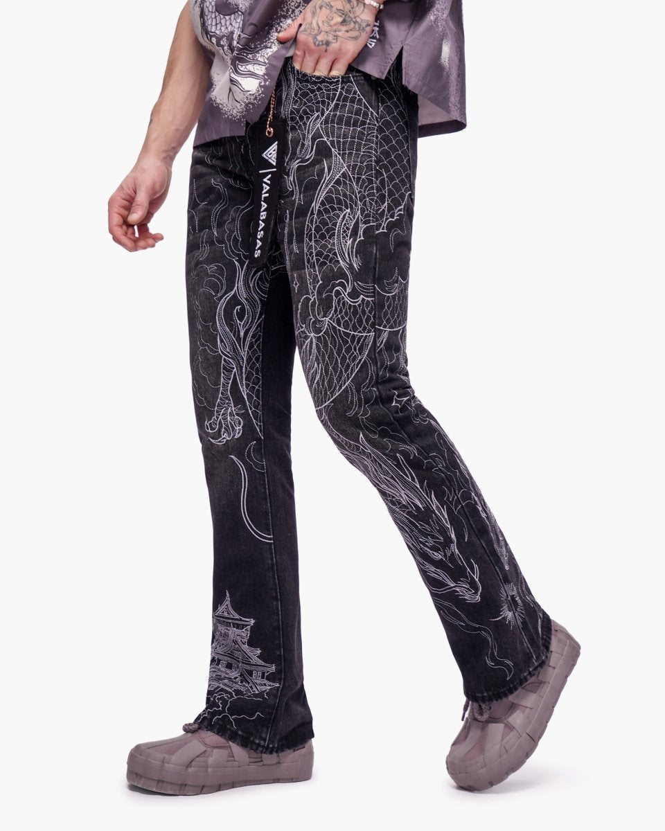 Stone Serpent Stacked Denim Vintage Black - Valabasas