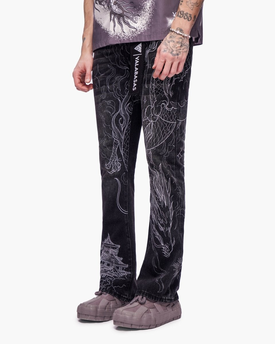 Stone Serpent Stacked Denim Vintage Black - Valabasas