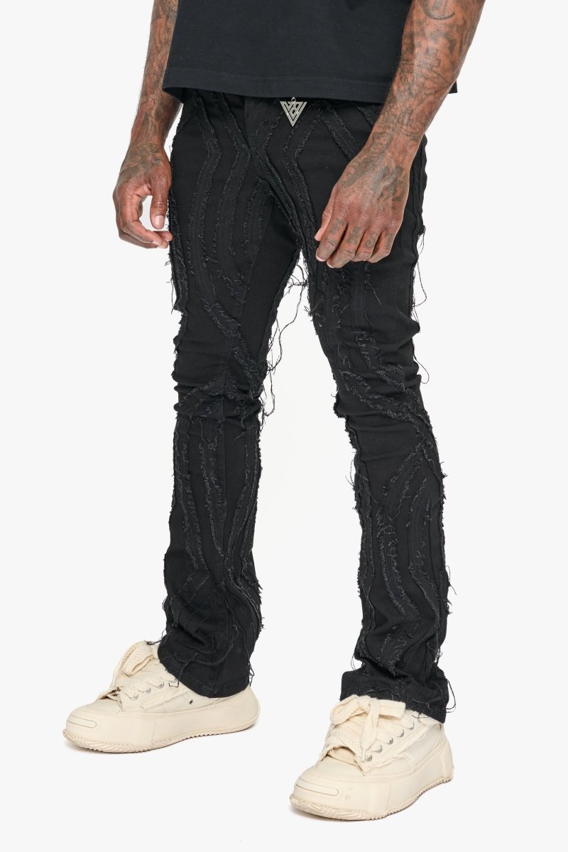 Strava Black Stacked Jeans - Valabasas