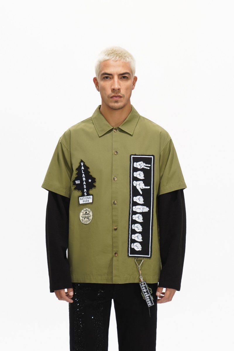 Summit Olive Layered Button Down - Valabasas