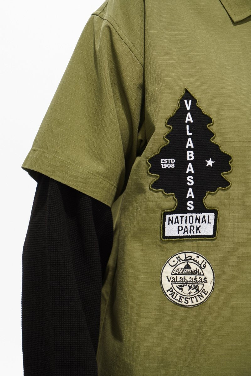 Summit Olive Layered Button Down - Valabasas