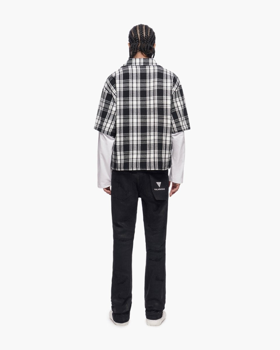 Trance Stacked Black Waxed Jeans - Valabasas
