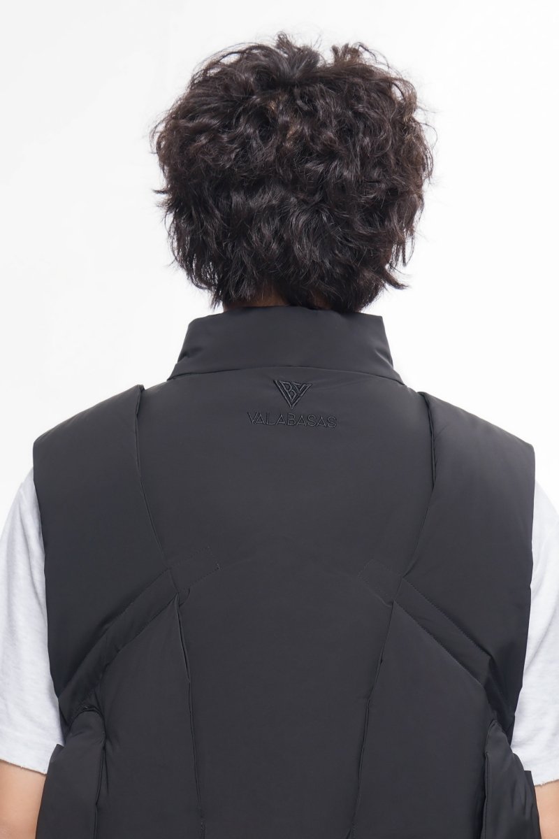 Tucked Black Puffer Vest - Valabasas
