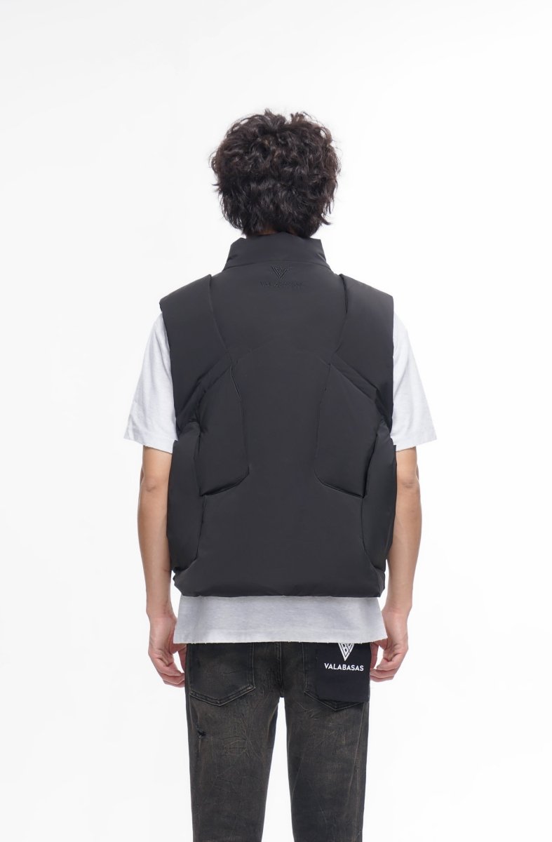 Tucked Black Puffer Vest - Valabasas
