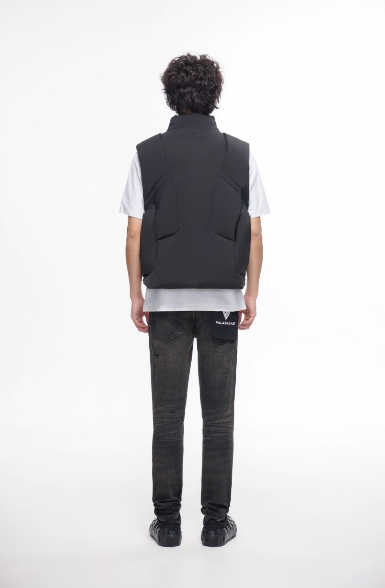 Tucked Black Puffer Vest - Valabasas