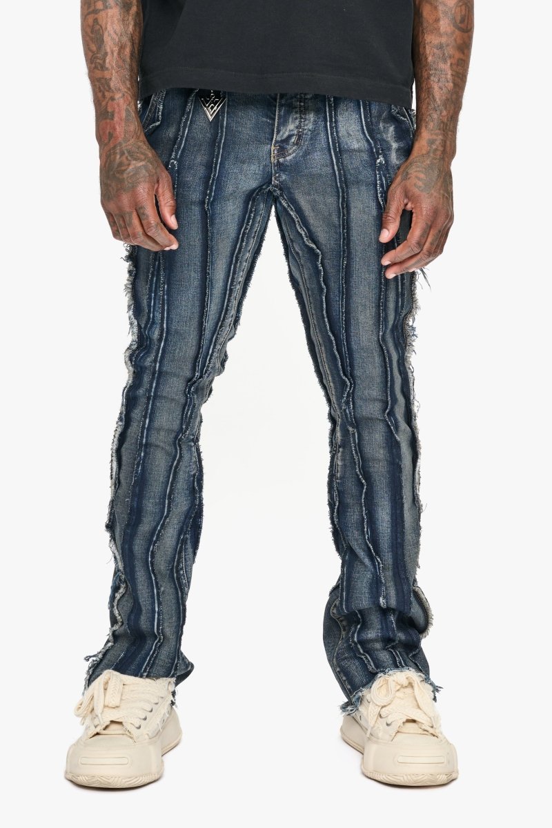 Twisted Stacked Denim Blue Black Wash Denim - Valabasas