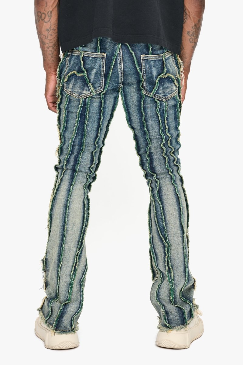 Twisted Stacked Denim Blue Green wash - Valabasas
