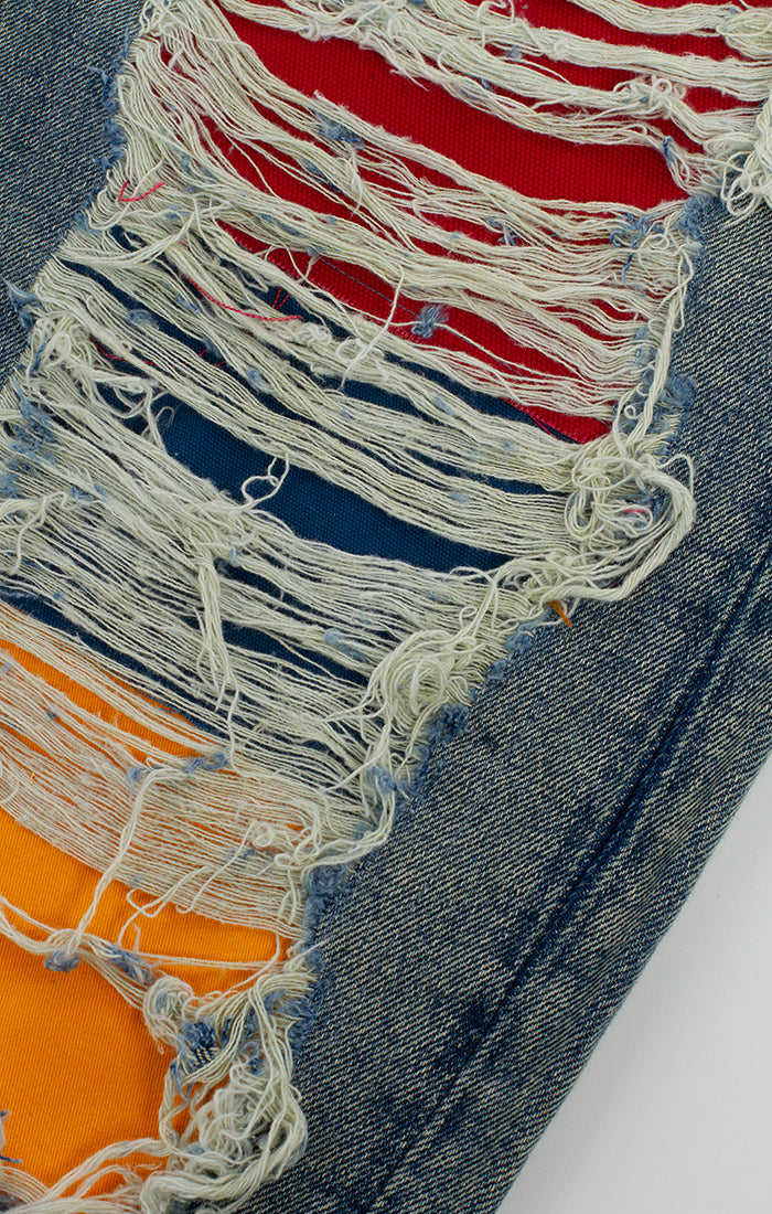 Bldg4 Shredder Distressed Patched Jeans