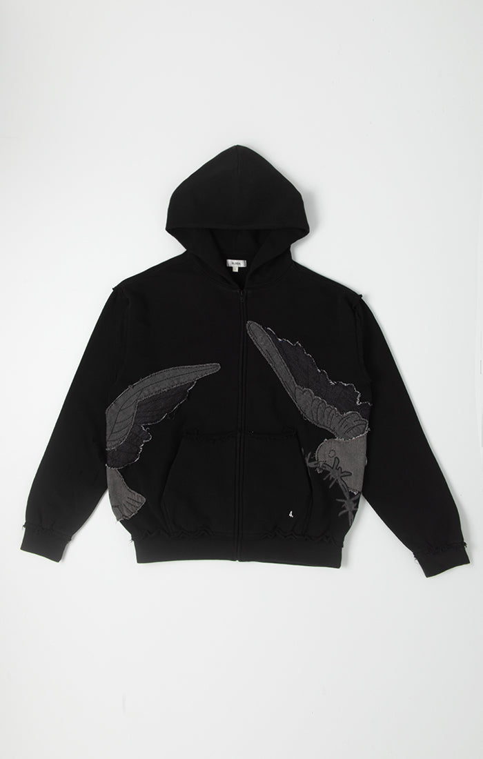 Bldg4 Embroidered Bird Black Hoodie
