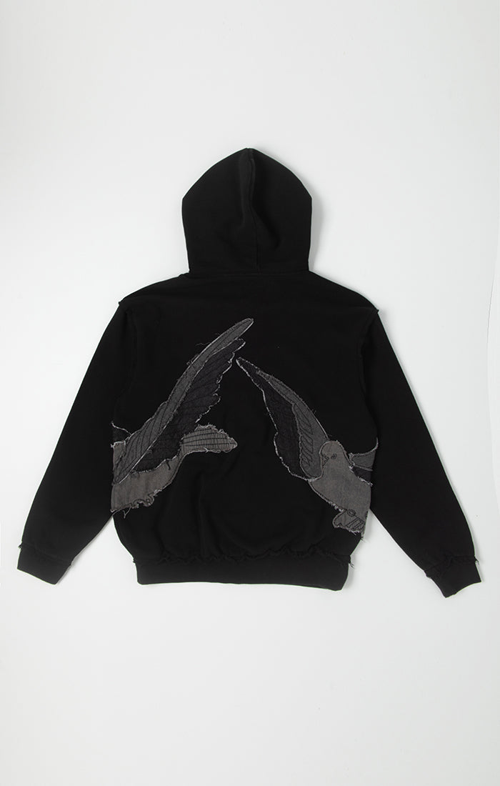 Bldg4 Embroidered Bird Black Hoodie