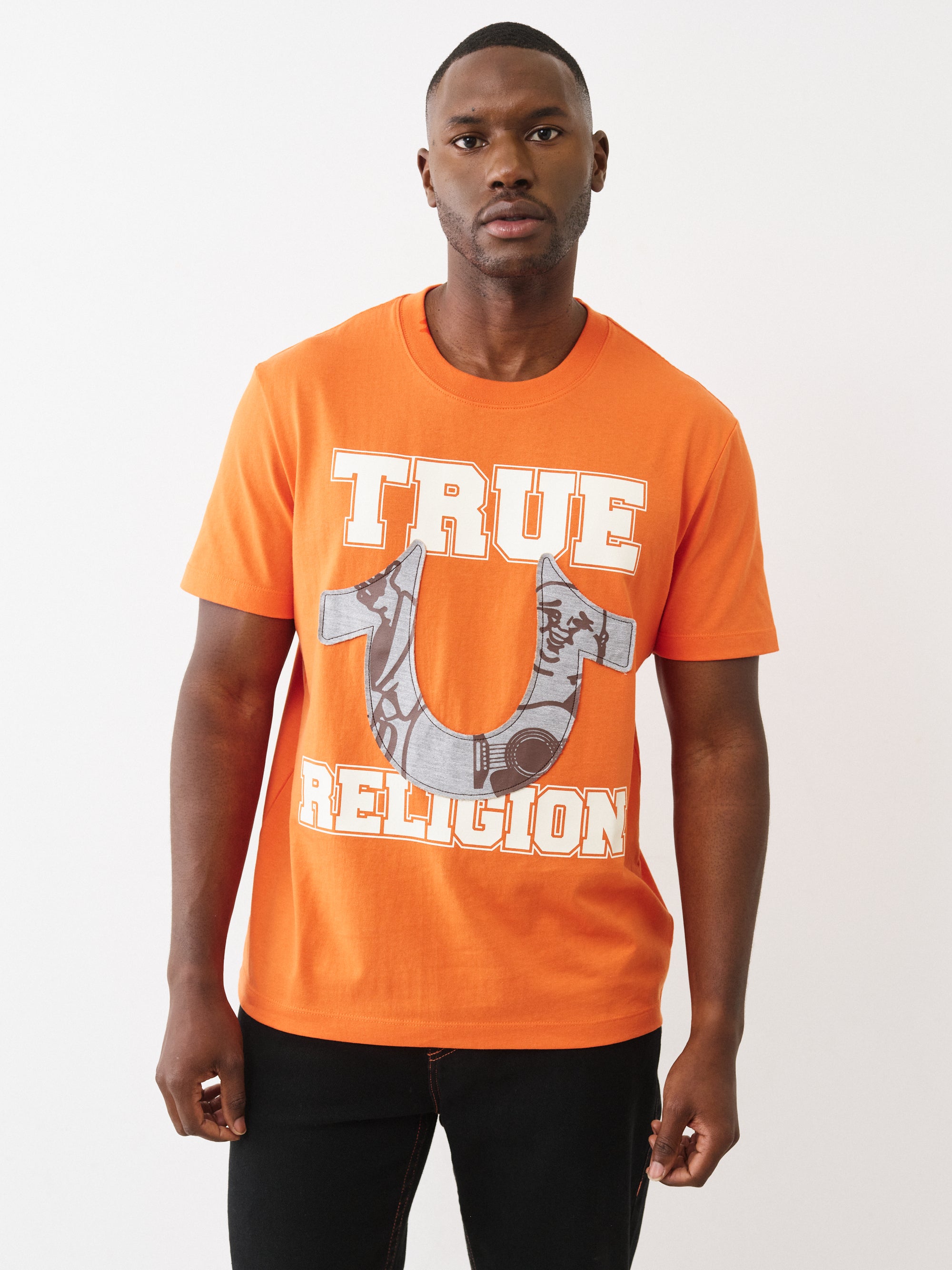 True Religion Terry Applique Tee Men's T-Shirt - Orange