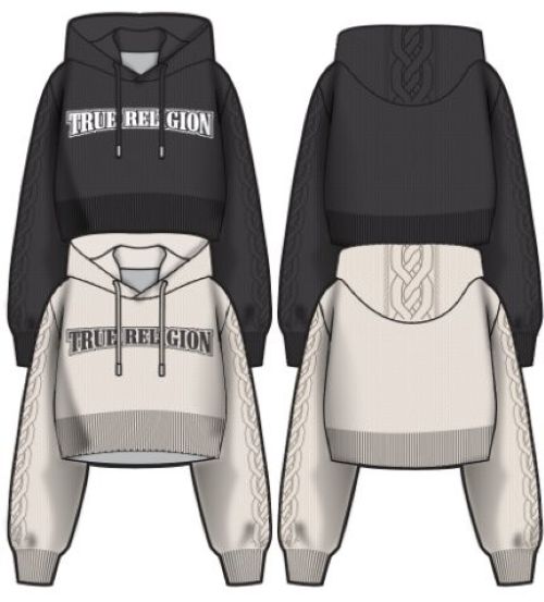 True Religion Emb Pullover Sweater Hoodie - Black